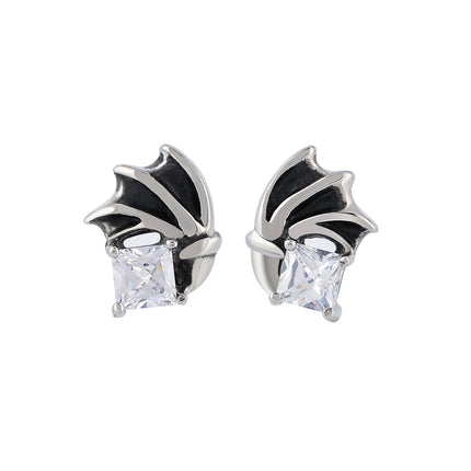 Pendientes De Alas Con Diamantes Zirconia Aretes Para Hombre De Acero Inoxidable