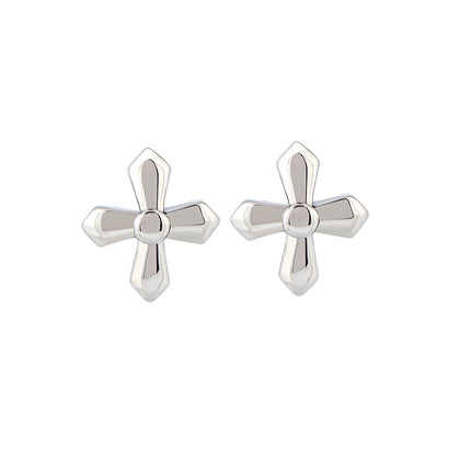 Pendientes De Flores De Cuatro Pétalos Para Hombre De Acero Inoxidable