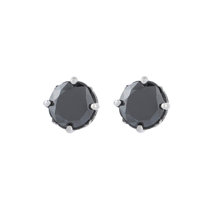 Pendientes Vintage Con Zirconia Negra Aretes Para Hombre De Acero Inoxidable