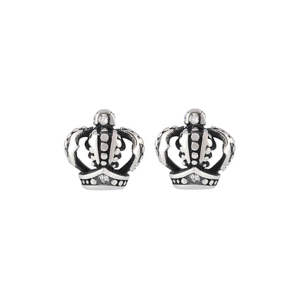 Pendientes Con Diseño De Corona Aretes Para Hombre De Acero Inoxidable,Estilo Vintage