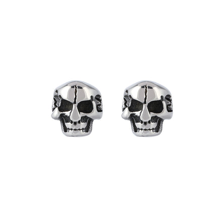 Pendientes Con Diseño De Calavera Sonriente Aretes Para Hombre De Acero Inoxidable