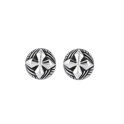 Pendientes Con Diseño Clásicos De Escudo Redondo Aretes Para Hombre De Acero Inoxidable