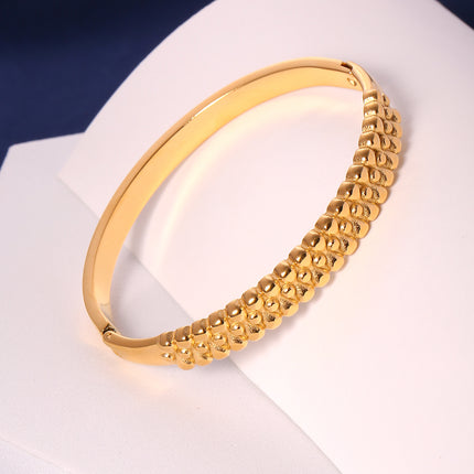 Pulsera Brazalete De Acero Inoxidable Dorado Con Diseño De Puntos Y Gotas