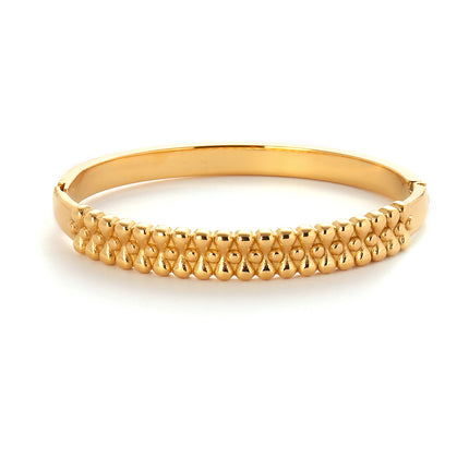 Pulsera Brazalete De Acero Inoxidable Dorado Con Diseño De Puntos Y Gotas