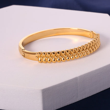 Pulsera Brazalete De Acero Inoxidable Dorado Con Diseño De Puntos Y Gotas