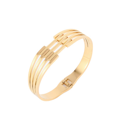 Pulsera De Acero Inoxidable Brazalete Con Tres Filas De Rectángulos