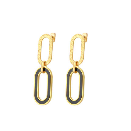 Aretes Arracadas De Acero Con Doble Anillo Ovalado De Colores Diferentes