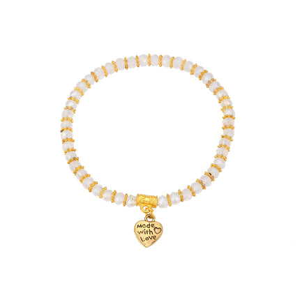 Pulsera De Cuentas De Cristal Transparente Con Colgante Estilo Moda