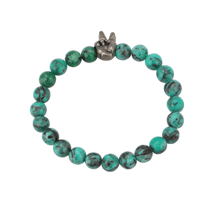Pulsera De Cuentas De Turquesa Con Colgante De Mano "V", Aleación