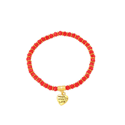 Pulsera Con Cuentas De Cristal Y Colgante De Corazón Diseño Bohemia