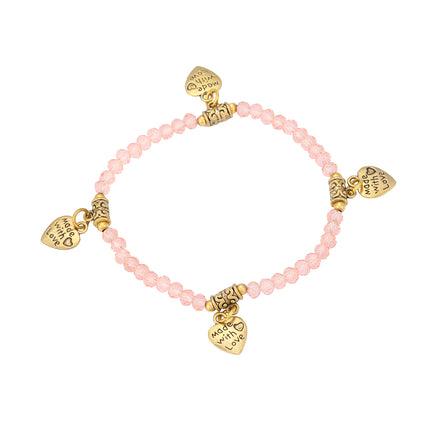 Pulsera Bohemia De Cuentas De Cristal Con Pequeños Dijes Y Aleación