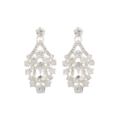Conjunto De Collar, Aretes Y Corona De Boda Con Incrustaciones De Cristal Para Novias Y Ceremonias