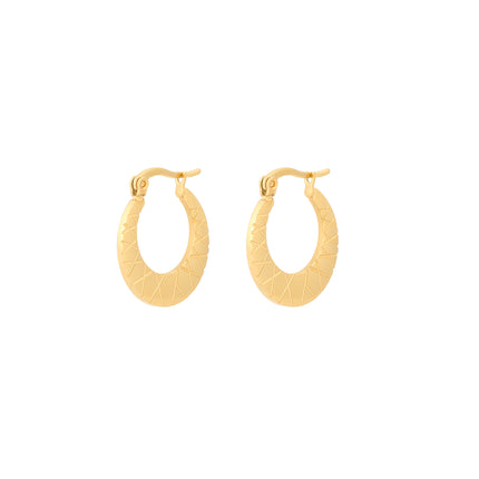 Aretes De Acero Con Aro Redondo Y Diseño De Relieve Elegante