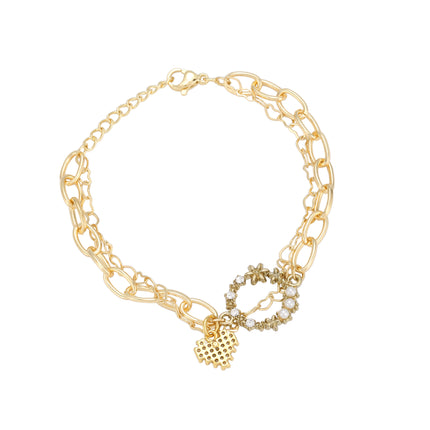 Collar De Acero Inoxidable Con Corazón, Círculo Y Zirconia Incrustada