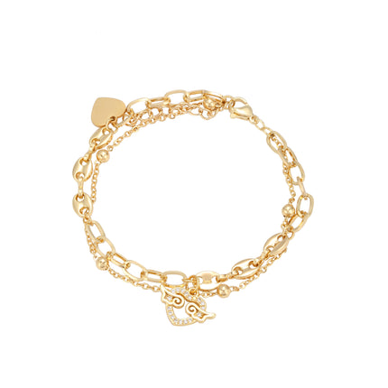 Pulsera Con Colgante De Corazón Y Cadena De Anillos Y Nariz De Cerdo