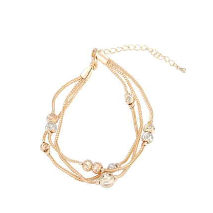 Pulsera Cadena Metálica Multicapa Con Cuentas Ovaladas En Cobre