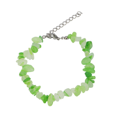 Pulsera Con Cuentas De Piedras Naturales Verde Claro Estilo Bosque