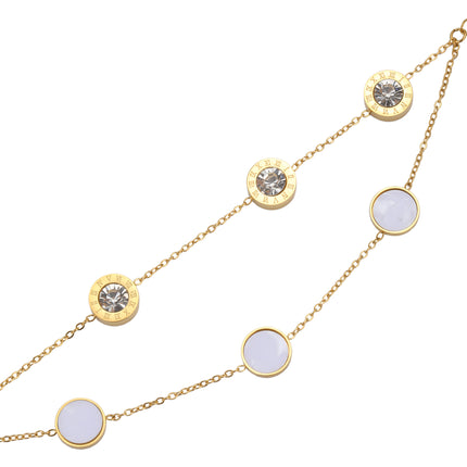 Pulsera Doble Capa Con Colgante De Concha Blanca Y Zirconia