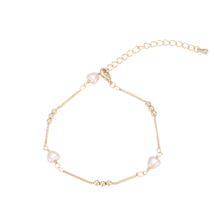 Pulsera De Cadena Con Perla En Forma De Corazón, Diseño Simple Mujer