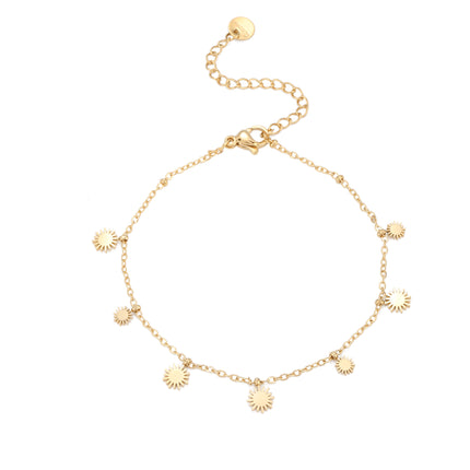 Pulsera De Acero Con Colgante De Sol Dorado De 14K, Diseño Elegante