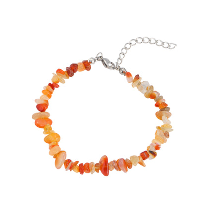 Pulsera De Cuentas De Piedra Natural Marrón Con Acero Inoxidable