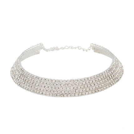 Conjunto De Collar, Aretes, Pulsera Y Anillo Con Diseño Hueco Y Diamantes De Imitación Para Novias Y Ceremonias