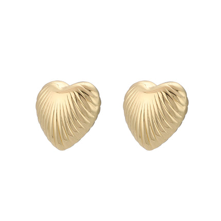 Aretes De Corazón A Rayas Enchapado En Oro De 14K Para Mujer Pendientes