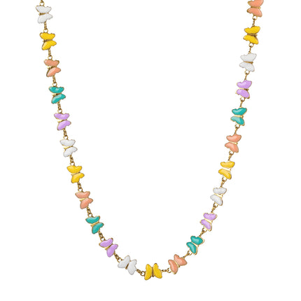 Collar De Mariposas De Cadena De Acero Inoxidable De Colores De Moda