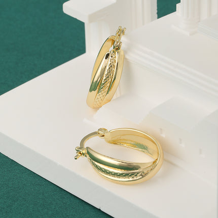 Aretes De Aros Cruzados Minimalistas, Oro De 14K Enchapado Cobre