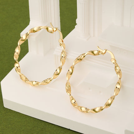 Aretes De Aro Dorado En Cobre Con Diseño Trenzado Estilo Clásicos