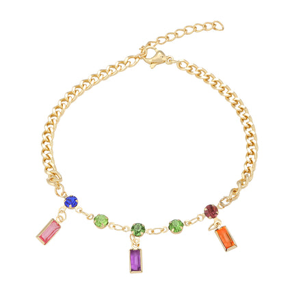 Pulsera De Acero Inoxidable Con Circonitas Multicolores De Estilo Moderno
