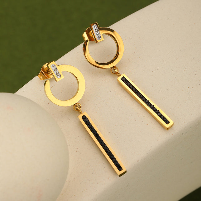 Aretes Largos Con Colgante Delicado En Forma De Barra