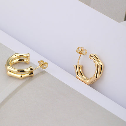 Aretes De Cobre En Oro De 14K Pendientes Simple Para Mujer