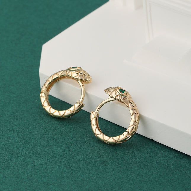 Aretes Arracadas Con Diseño De Serpiente En Cobre, Estilo Moderno
