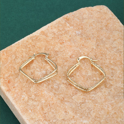 Aretes Arracadas De Cobre Dorados En Forma De Rombo, Estilo Moderno