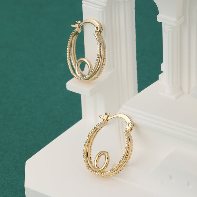 Aretes Arracadas De Cobre Múltiples Capas Estilo Moderno