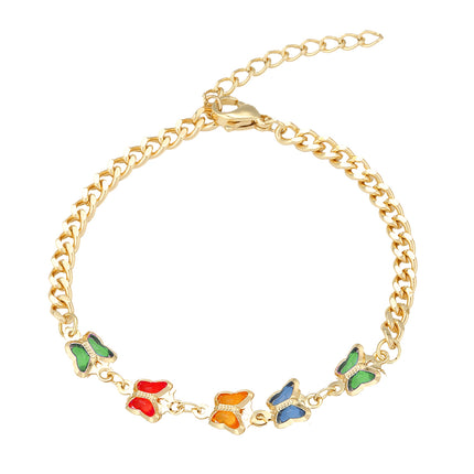 Pulsera De Acero Inoxidable Con Mariposas Multicolor Para Mujer