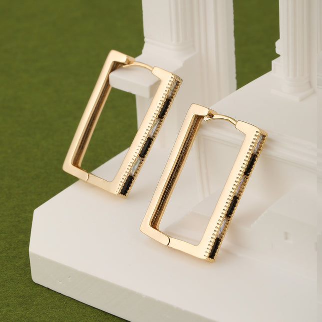 Aretes Arracadas Geométricos Con Zirconia, Estilo Moderno En Cobre