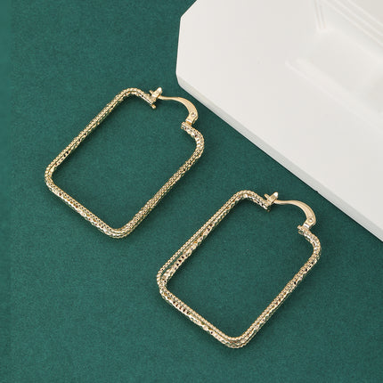 Aretes De Aro Geométrico Rectangular En Cobre De Estilo Simple