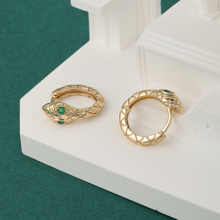 Aretes Arracadas Con Diseño De Serpiente En Cobre, Estilo Moderno