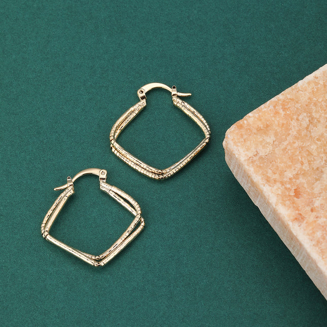 Aretes Arracadas De Cobre Dorados En Forma De Rombo, Estilo Moderno