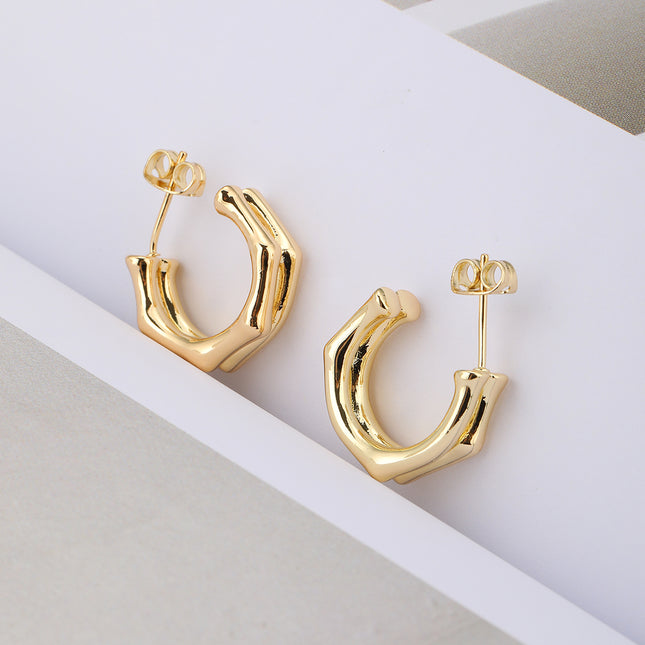 Aretes De Cobre En Oro De 14K Pendientes Simple Para Mujer