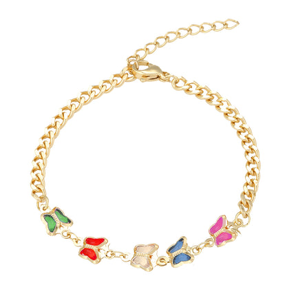 Pulsera De Acero Inoxidable Con Mariposas Multicolor Para Mujer