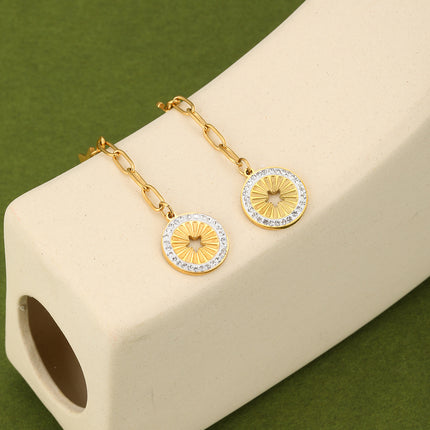 Aretes Largos De Acero Retro Con Colgante De Estrella De Cinco Puntas