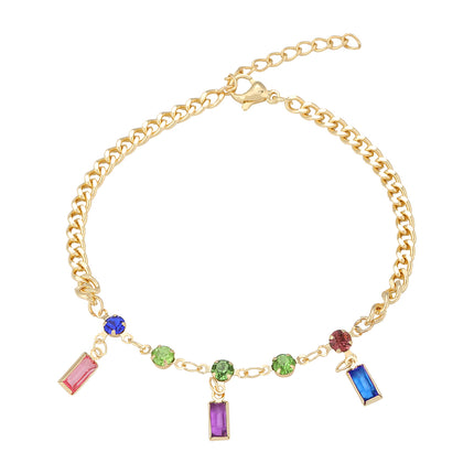 Pulsera De Acero Inoxidable Con Circonitas Multicolores De Estilo Moderno