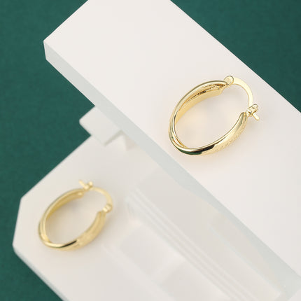 Aretes De Aros Cruzados Minimalistas, Oro De 14K Enchapado Cobre