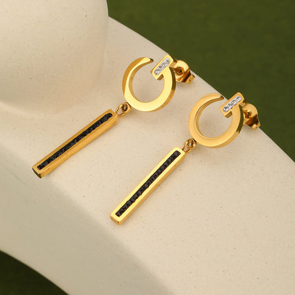 Aretes Largos Con Colgante Delicado En Forma De Barra
