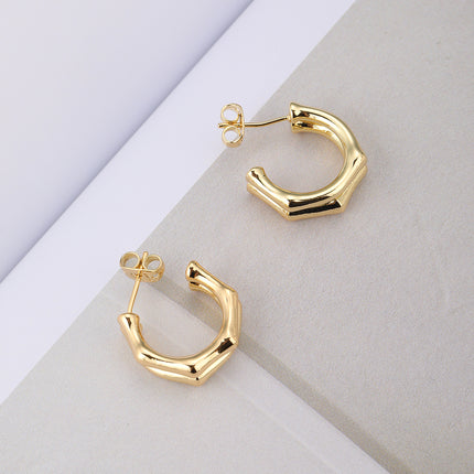 Aretes De Cobre En Oro De 14K Pendientes Simple Para Mujer