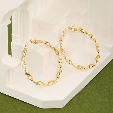 Aretes De Aro Dorado En Cobre Con Diseño Trenzado Estilo Clásicos