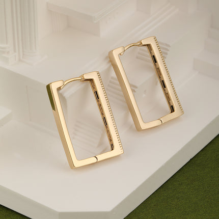 Aretes Arracadas Geométricos Con Zirconia, Estilo Moderno En Cobre